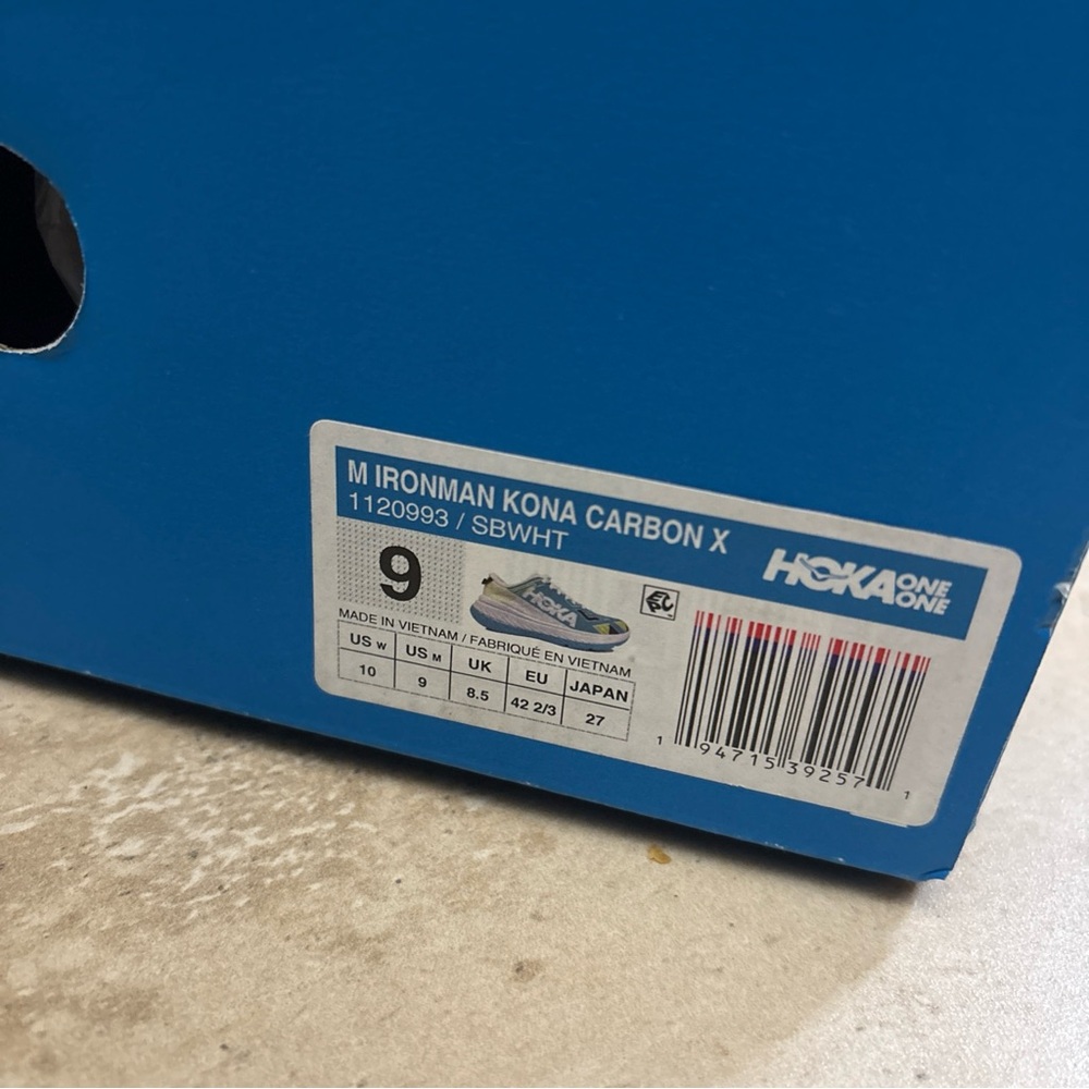 Hoka One One Men’s Ironman Kona Carbon X Sea Blue/White Womens Size 10 - Picture 15 of 16